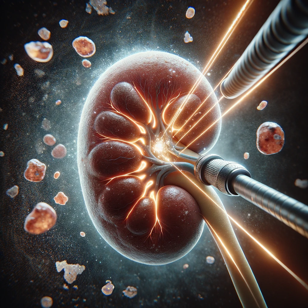 2023 11 03 01.06.50 photo showing a close up, detailed view of a kidney during a lithotripsy procedure. the image highlights the kidney stones being targeted and disinteg